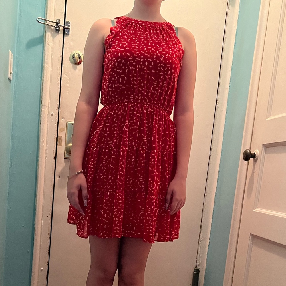 Monteau Red Halter Sundress for Wedding Guest